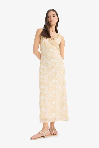 DeFacto Bodycon Bodycon Μίντι φόρεμα με μοτίβο από τούλι E6809ax25sp