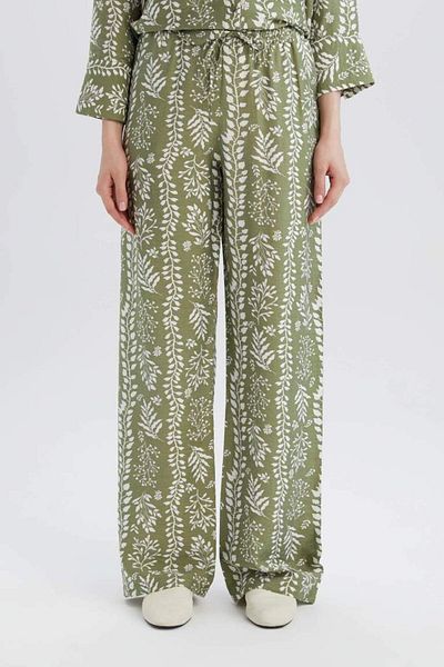 DeFacto New Season Comfortable Palazzo Pants Wide Leg Wide Loose Leg Patterned High Waist
