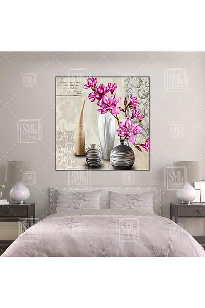 SML TABLO Vază Decorativă Floare Roz Modernă Carte Poștală Pătrată Pictură Pe Pânză