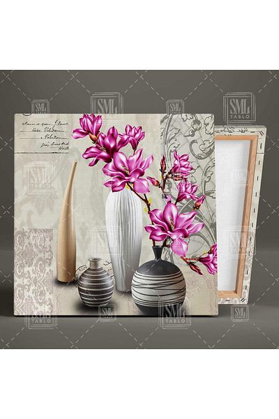 SML TABLO Vază Decorativă Floare Roz Modernă Carte Poștală Pătrată Pictură Pe Pânză