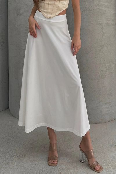 Boi Women's Black White White Basic Scuba Plain Puff Long Skirt-Maxi Plain Cut Puff Skirt
