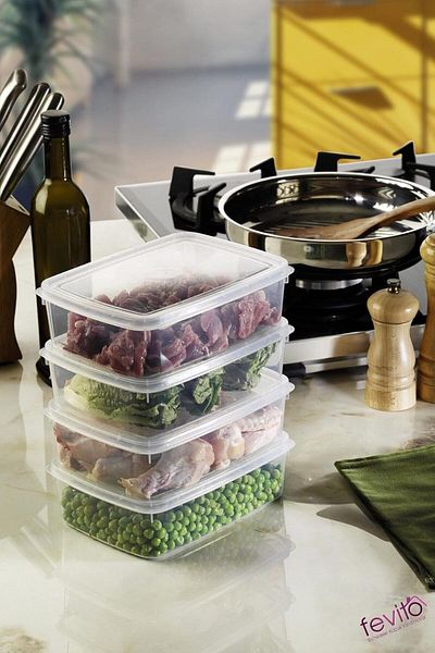 LUXE Storage Container Set 4-Piece White S-410 Lxshp Can Be Used in Microwave and Freezer 1055529