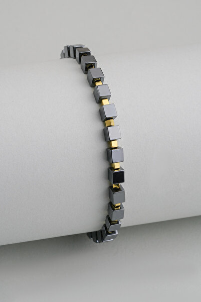 So CHIC... Hematit Taşlı Oksit Kaplama 21 Cm Gümüş Erkek Bileklik