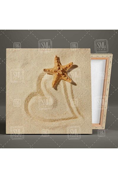 SML TABLO Παραθαλάσσια παραλία Heart Line Starfish Love Love Square Πίνακας σε καμβά