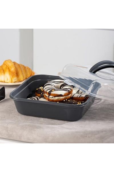LUXE 1096 Anthracite Cake Cake Pastry Container - Carrying Case - Lockable Jar Lxshp 1055529