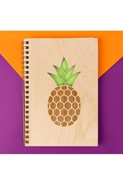 STOREMAX Sbl Pineapple Design Wooden Cover Notebook 18 cm X 12 cm 48 Sheets Notepad Sblshp 1064356
