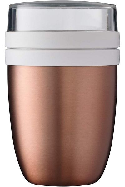 Mu Art Ahşap Mrt Ellipse Rose Gold Lunch Box, 500 ml Practical Thermal Lunch Box, Yogurt Cup, to Go Bar