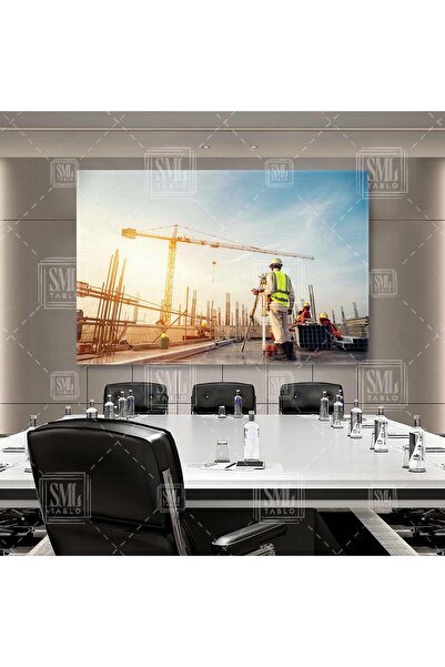 SML TABLO İnşaat Şantiye Mühendis Ofis Building Yatay Kanvas Tablo