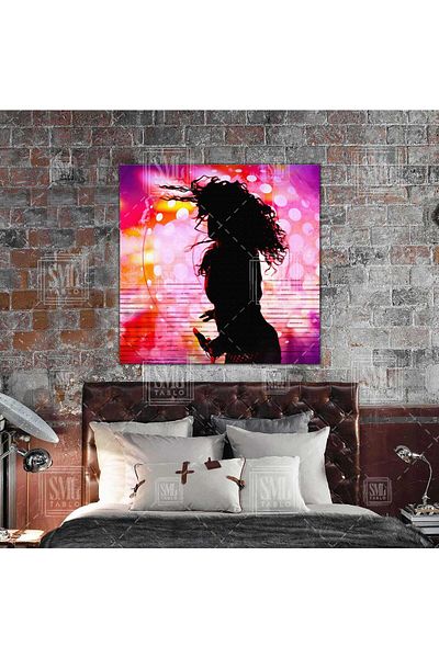 SML TABLO Party Music Dancing Woman Shadow Τετράγωνος πίνακας σε καμβά