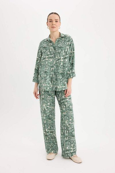 DeFacto New Season Wide Leg Casual Pants Wide Loose Leg Patterned High Waist