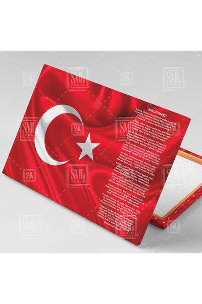 SML TABLO Türk Bayrağı Istiklal Marşı Makam Arkası Yatay Kanvas Tablo