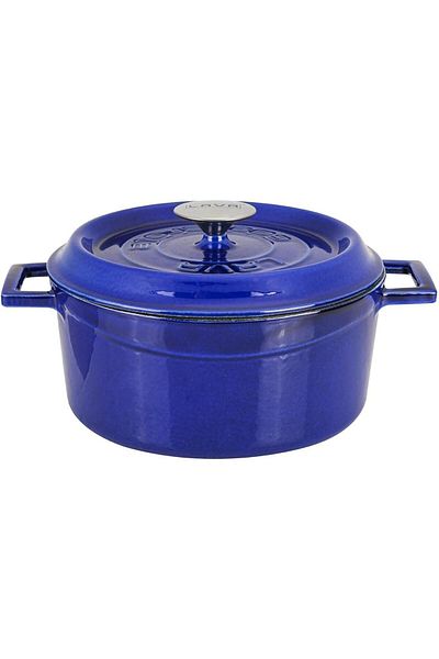Mu Art Ahşap Mrt Metal Premium Series - Cast Round Pot, 24 Cm, Majolica Blue Art 871301