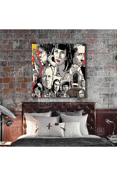 SML TABLO Pulp Fiction Art Uma Thurman John Travolta Φτηνό μυθιστόρημα Quentin Tarantino Τέχνη ταινίας Τετράγωνος πίνακας σε καμβά