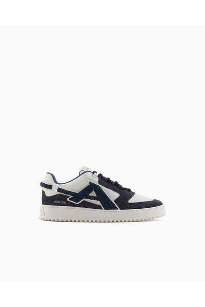 Emporio Armani Men's Stripe Two Color Detailed Flat Sole U573 Sneaker X4X636 Xr330-U573