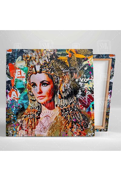 SML TABLO Pictură pătrată pe pânză Graffiti Collage Cleopatra