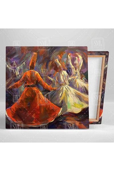 SML TABLO Mevlana Sufism Raks Eden Semazens Decor Τετράγωνος πίνακας σε καμβά