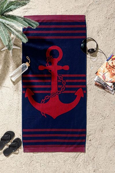 Mu Art Ahşap Mrt Nice Denim Anchor Beach Towel 70X150 cm Art 871301
