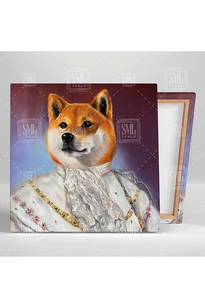 SML TABLO Membrii Regatului Corgi Dog Portrait Pictură pătrată pe pânză
