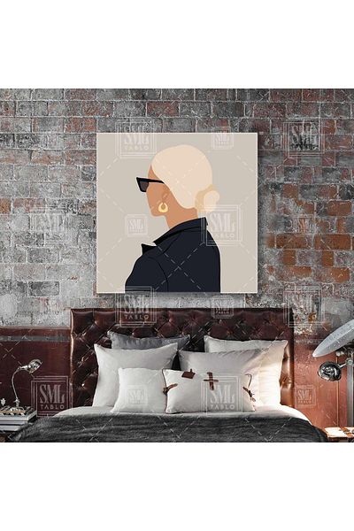 SML TABLO Cool Girl με Κίτρινη Μπάλα Μαλλιά και Γυαλιά Boho Square Canvas Painting