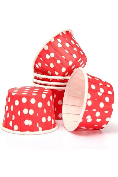 Take and Happy Gift Basket 50-Piece Red Polka Dot Muffin Cake Mold, Cake Capsule Cupcake Mold, Airfryer Compatible
