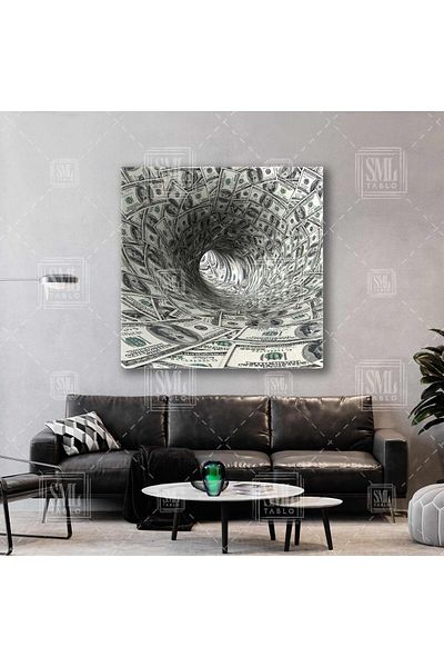 SML TABLO Εμπλαστής με λάστιχο νομισμάτων Dollar Economy Square Canvas