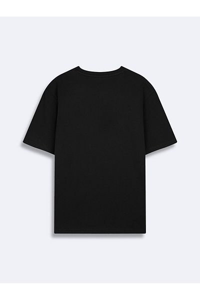 Ltb Short Sleeve Crew Neck Sıgn Printed Regular Black T-Shirt