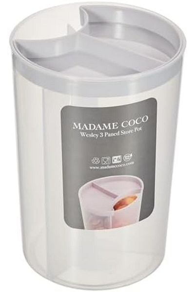 LUXE Coco Wesley 3 Compartment Food Container, Soft Gray Lxshp 1055529