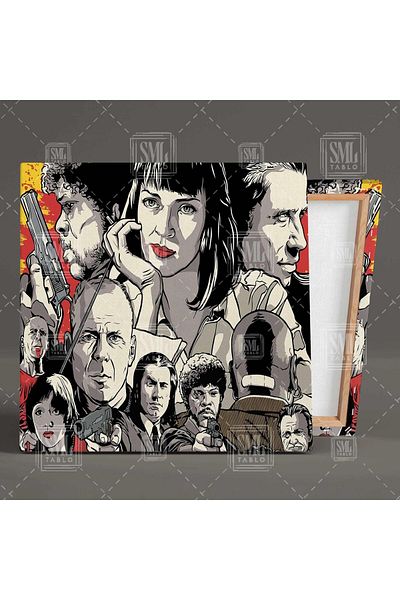 SML TABLO Pulp Fiction Art Uma Thurman John Travolta Φτηνό μυθιστόρημα Quentin Tarantino Τέχνη ταινίας Τετράγωνος πίνακας σε καμβά