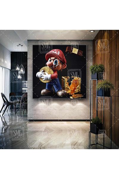 SML TABLO Τετράγωνος πίνακας σε καμβά Super Mario And His Treasure