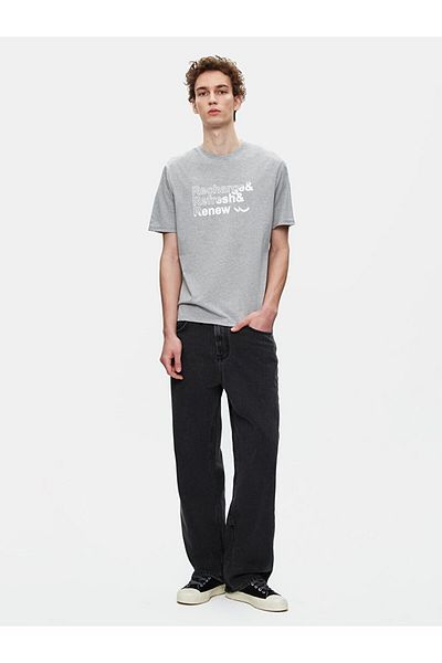 Ltb Basic Slogan Printed Straight Cut Regular Gray T-Shirt