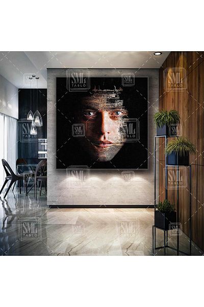 SML TABLO Mr Robot Hacker Processor Ανταλλακτικά Υπολογιστών Πρόσωπο Σιλουέτα Τετράγωνο Πίνακας Καμβά