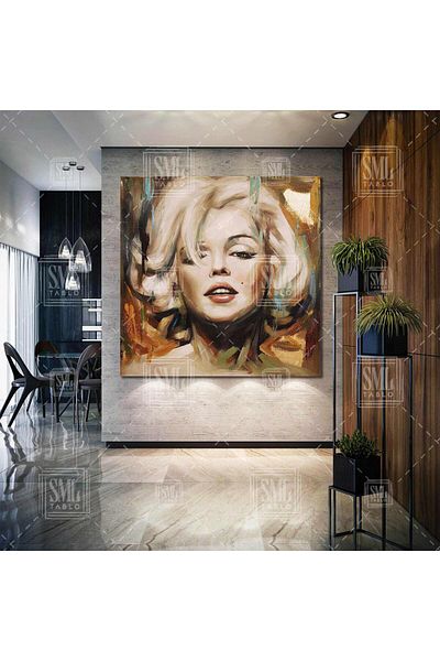 SML TABLO Marliyn Monroe Art Abstract Woman Woman Beauty Κίτρινα μαλλιά Τετράγωνος πίνακας σε καμβά