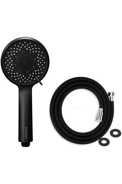 STOREMAX Ezg Black Shower Set - Hand Shower with 5 Different Sprays + 175 cm Black Pvc Shower Spiral Hose (2 Pcs.