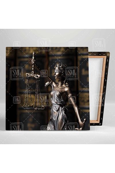 SML TABLO Biroul de Drept Ochiul închis Statuia Dreptății Cărți Decor Pictură pătrată pe pânză