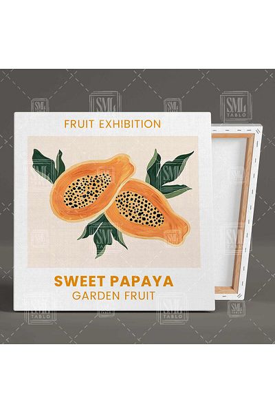 SML TABLO Sweet Papaya Fruit Garden Fruit Τετράγωνος πίνακας σε καμβά
