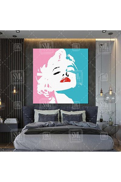 SML TABLO Marliyn Monroe cu ruj roșu femeie retro femeie pătrată pictură pe pânză