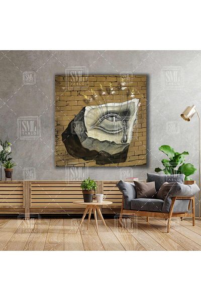 SML TABLO Salvador Dali Ζωγράφος με ανθισμένα μάτια L Oeil Fleuri Τετράγωνος πίνακας σε καμβά