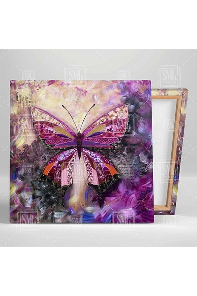 SML TABLO Culoarea roz Fluture Animal Art Natură Peisaj Pictură pătrată pe pânză