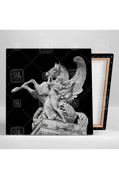 SML TABLO Pegasus Sculptură Mitologia greacă Înger cu aripi Cal Pictură pe pânză pătrată