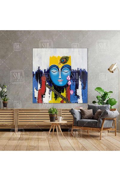 SML TABLO Indian Eye Closed Woman Indian Art Τετράγωνος πίνακας σε καμβά