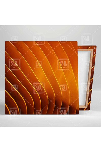 SML TABLO Orizontală Portocalie Dungi Orizontale Detaliu Arhitectural Abstract Pictură Pătrată Canvas