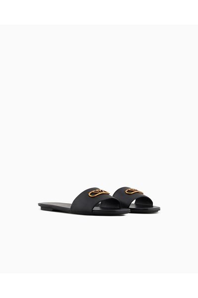 Emporio Armani Women's Single Thick Banded Flat Thin Sole Black Slippers X3P846 Xf271-00002