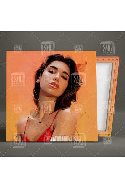 SML TABLO Dua Lipa Διάσημος Τραγουδιστής Πορτρέτο Τετράγωνος Πίνακας Καμβά