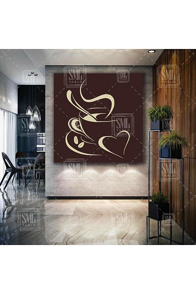 SML TABLO Ένα φλιτζάνι καφέ Love Cafe Restaurant Decor Τετράγωνος πίνακας σε καμβά