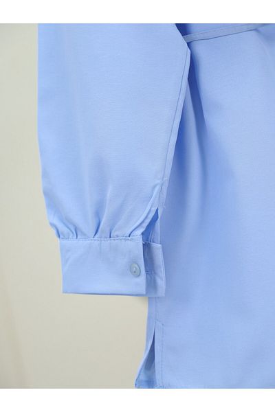 Modamorfo Cămașă cu detaliu bolero cu cravată în talie - Baby Blue