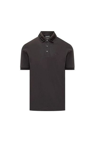 Emporio Armani تي شيرت رجالي بياقة بولو وأزرار للإغلاق وأكمام قصيرة وياقة بولو سوداء EM 000859   AF12955-U8168
