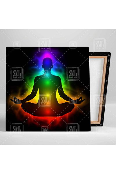 SML TABLO Meditație Chakra Points Tranquility Yoga Energy Square Canvas Print