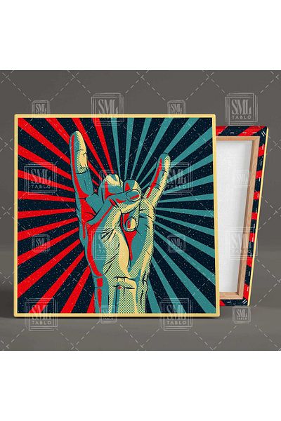 SML TABLO Rock And Roll Music Hand Sign Art Decor Pictură pătrată pe pânză