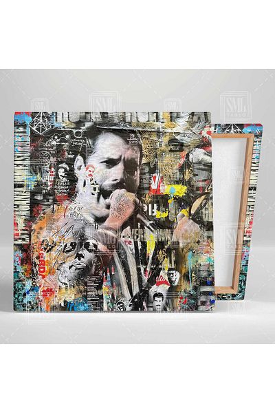 SML TABLO Quenn Rock N Roll Freddie Mercury Graffiti Τετράγωνος πίνακας σε καμβά