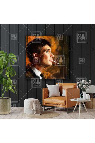 SML TABLO Peaky Blinders Καπνιστός Thomas Shelby Τετράγωνος πίνακας σε καμβά